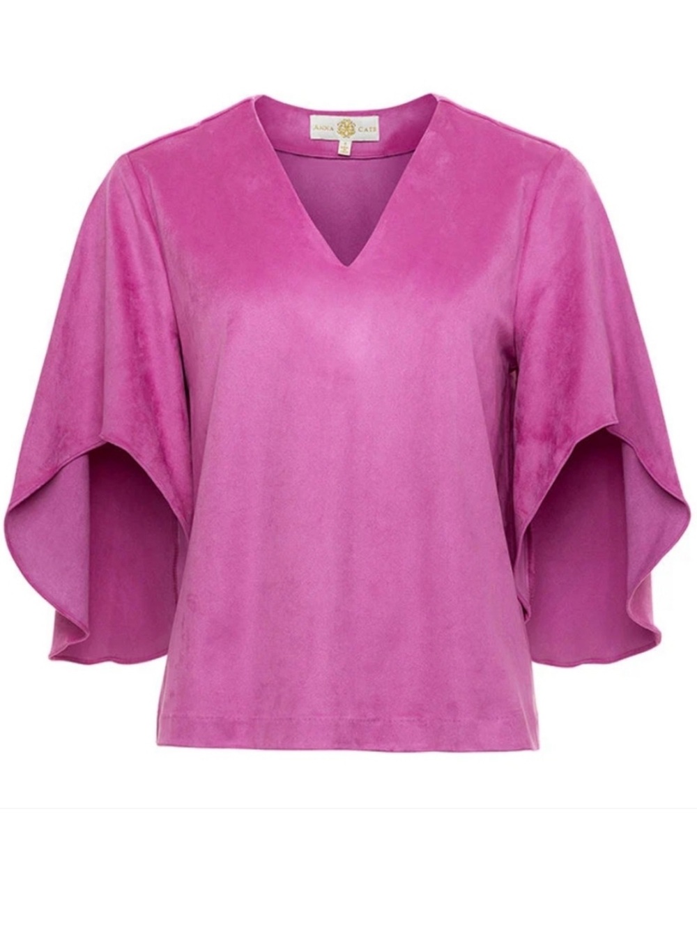 Anna Cate Purple Fuschia Pink Bat Wing Sleeve V Neck Blouse S